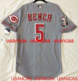 Stikte Johnny Bench Cool Base Jersey MR. Red Patch Throwback Jerseys Men Women Youth Baseball XS-5XL 6XL
