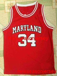 Gestikt Len Bias #34 Wildcats Maryland Basketball Stitched Jersey Borduurmaat XS-6XL Custom Elke Naam Nummer Basketbal Jerseys