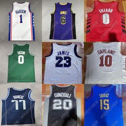 Maillot homme cousu LeBron James Harden 6 Maillot de basket Manu Ginobili Lillard Jayson Tatum LaMelo Ball Darius Garland Paolo 5 Banchero Doncic Kyrie Irving