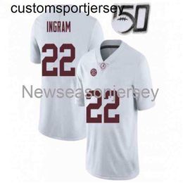 Gestikte heren dames jeugd Alabama Crimson Tide #22 Mark Ingram White NCAA 150e Jersey Custom elk naamnummer XS-5XL 6XL