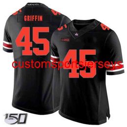 Gestikte mannen vrouwen jeugd Ohio State Buckeyes # 45 Archie Griffin Black NCAA Jersey 150e Custom Any Name Number XS-5XL 6XL