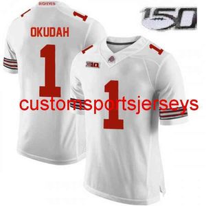 Gestikte mannen vrouwen Jeugd Ohio State Buckeyes # 1 Jeff Okudah White NCAA Jersey 150e Custom Any Name Number XS-5XL 6XL