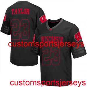 Gestikte vrouwen vrouwen Jeugd Wisconsin Badgers # 23 Jonathan Taylor Jersey Black NCAA 20/21 Custom Any Name Number XS-5XL 6XL