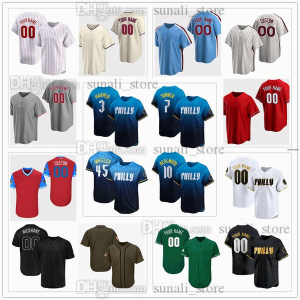 2024 City Men's Bryce 3 Harper Baseball Jerseys 7 Trea Turner 10 J.T.Realmuto 12 Kyle Schwarber 8 Nick Castellanos 27 Aaron Nola 45 Zack Wheeler 20 Mike Schmidt