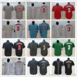 Cousu Hommes Femmes Enfants Bryce 3 Harper Maillots De Baseball Crème Blanc Gris Rouge Bleu En Gros Dame Jeunes Chemises De Sport Cousues