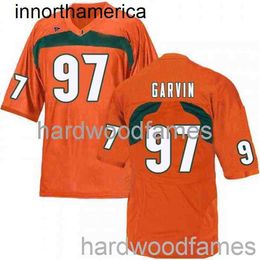 Gestikte heren vrouwen jeugd Jonathan Garvin Jersey 97 Miami Hurricanes genaaid NCAA Orange 19-20 XS-5XL 6XL