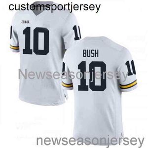 Gestikte Michigan Wolverines #10 Devin Bush Jr. Jersey Wit NCAA 20/21 Custom elk naamnummer XS-5XL 6XL