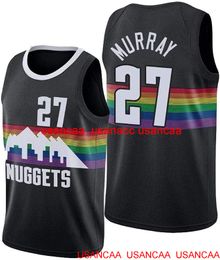 Gestikte Murray #27 Basketball Swingman Vest Jersey Black White Red Size S, M, L, XL, XXL