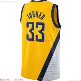 Cousue Myles Turner # 33 Swingman Jersey XS-6XL Basketball Mailsy Jaune