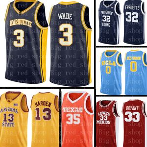 Gestikte NCAA Jersey Dwyane 3 Wade Basketbal Jerseys Mens NCAA University goedkope groothandel jersey borduurwerk logo's