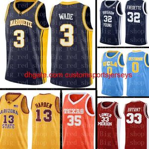 gestikte NCAA Jersey Dwyane 3 Wade Basketball Jerseys Mens NCAA Jersey Borduurwerk