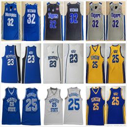 Gestikte NCAA Memphis Tigers College Basketball Jerseys 32 Wiseman State 25 Penny Hardaway Simeon High School 23 Derrick Rose Jersey Heren