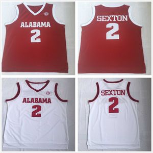 Gestikte NCAA MENS Collin Sexton Basketball Jerseys College Jersey Vintage #2 Home Red Witte shirts S-2XL