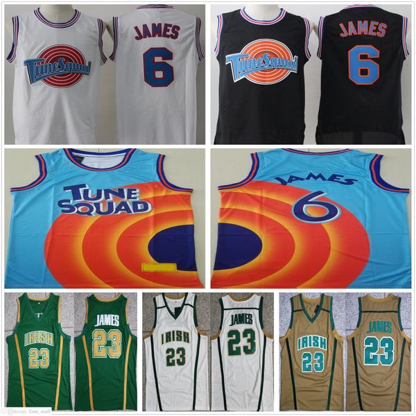 Cousue NCAA Mens Vintage Basketball Jerseys College St. Vincent Mary High School Irish # 23Lebron Jersey Tune Squad Looney Monstars Space Jam Shirts For Man