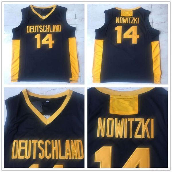 Cousu NCAA Mens Vintage Dirk 14 Nowitzki Basketball Jerseys College Deutschland Team ALLEMAGNE Jerseys Home Jersey Chemises cousues S-2XL