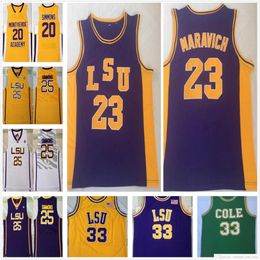 Gestikte ncaa vintage college basketballirs 23 pete maravich lsu tigers ben 25 Simmons #33 geel 20 Montverde Academy Jersey Eagles hi