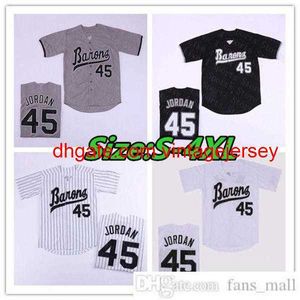 Nieuwe honkbal jerseys heren Birmingham Barons 45 Michael MJ Jersey Black White Gray -film