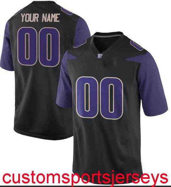 Cousu NEW Washington Huskies Nom Personnalisé Numéro Jersey Noir NCAA XS-5XL 6XL