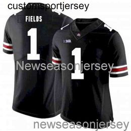 Cosido Ohio State Buckeyes # 1 Justin Fields Jersey Negro NCAA 19/20 Personalizado cualquier número de nombre XS-5XL 6XL