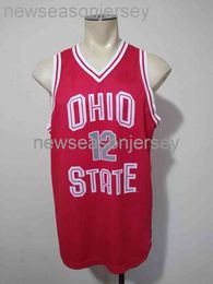 Gestikt Ohio State Buckeyes #12 Basketball Jersey Home Red Personaliseer elk nummer naam XS-5XL 6XL basketbal jersey