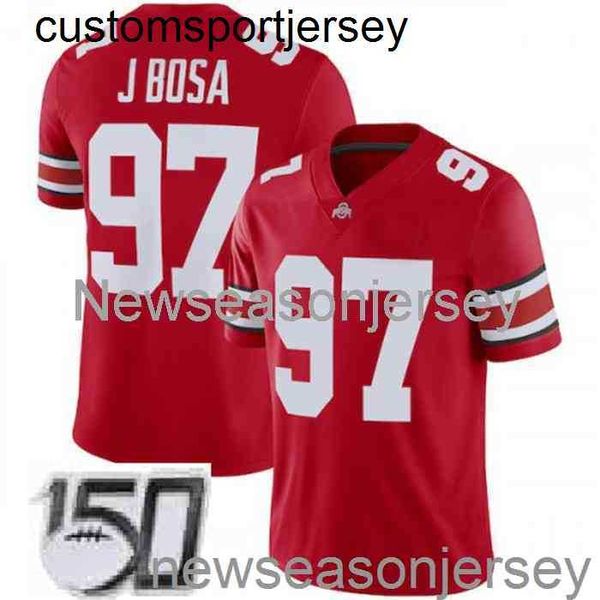 Cousu Ohio State Buckeyes # 97 Joey Bosa Rouge NCAA 150e Jersey Personnalisé n'importe quel numéro de nom XS-5XL 6XL