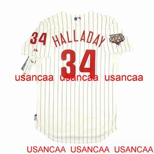 Gestikte Roy Halladay coole base jersey throwback jerseys mannen vrouwen jeugd honkbal xs-5xl 6xl