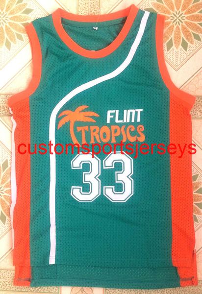 Cosido Semi Pro Flint Tropics Película # 33 Jackie MOON Camiseta de baloncesto verde XS-6XL Personalizado Cualquier nombre Número Camisetas de baloncesto