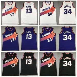 Gestikte Steve Nash Retro basketbalshirts Charles Barkley Jersey Mitchell Ness Heren Hardhout Klassiek vintage Slijtage Hot selling hiphopstijl Op maat