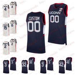 Jersey de baloncesto cosido de Uconn Huskies personalizado 15 Kemba Walker 34 Ray Allen 3 Jeremy Lamb 2 Rudy Gay 2 James Bouknight 4 Tyrese Martin Jerseys Cualquier número de nombre