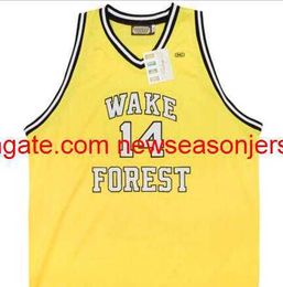 Gestikt Vintage #14 Tyrone Bogue Wake Forest Demon diakenen basketbal Jersey custom elke naam nummer jersey