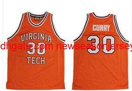 Gestikt Vintage #30 Dell Curry Tech University Hokies Basketball Jersey op maat elke naam nummer jersey