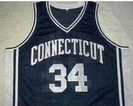 Cousu Vintage # 34 Connecticut RAY Allen College Basketball Jersey personnalisé n'importe quel maillot de numéro de nom