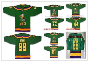 Cosido Vintage Anaheim Mighty Ducks Película 33 Greg Goldberg 44 Fulton Reed 99 Adam Banks 21 Dean Portman 66 Bombay 9 Kariya Jerseys Verde