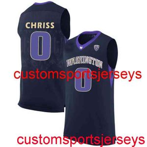 Cousu Washington Huskies Marquese Chriss 0 NCAA Basketball Jersey Marine Personnalisé n'importe quel numéro de nom XS-5XL 6XL