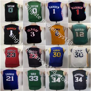 Maillot de basket-ball cousu pour jeunes Giannis James Antetokounmpo Allen Iverson Harden Stephen Curry Joel Embiid Devin Booker Jayson Tatum Ja Morant Bird Jersey