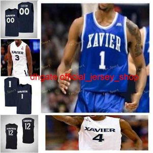 Stik op Custom College NCAA Xavier Musketeers Basketball Jersey 42 Tyrone Hill 5 Trevon Bluiett 54 Sean O'Mara 55 JP Macura Custom gestikte