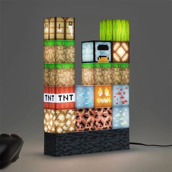 Couture Lumière Décoration Blocs De Construction Lampe USB Alimentation DIY Bloc D'empilage Creative Pixel Patterns Lumière Décoration Artisanat 210727