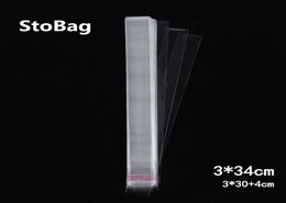 StoBag 1000 pièces 334 cm sacs de violoncelle en Cellophane transparent en plastique longue carte OPP affichage auto-adhésif joint pelable sac mince cadeau bijoux 7263899