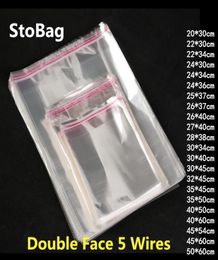 Stobag 100pcs transparente adhesivo celofán bolsita bolsas de plástico auto sellado