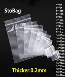 StoBag 100 Uds. Bolsas de plástico con cierre de cremallera transparente gruesa, bolsa de almacenamiento para embalaje de regalo y joyería, impresión personalizada de poliéster resellable 2010211312430