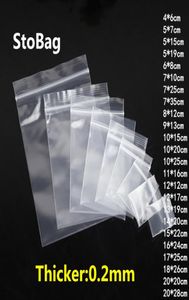 Stobag 100pcs d'épaisseur transparent zip verrouillage en plastique Sacs bijoux de nourriture alimentaire emballage cadeau de rangement reclosable Poly personnalisés 2010216383827