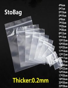 StoBag 100 pièces épais Transparent fermeture éclair sacs en plastique bijoux alimentaire cadeau emballage sac de rangement refermable Poly impression personnalisée 2010216149134