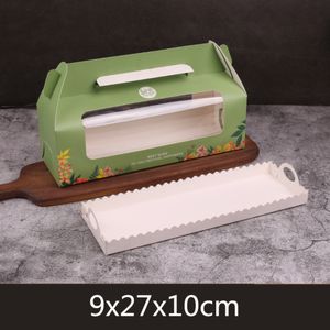 Rouleau de gâteau de cuisson Emballage Portable Boîte de fromage de gâteau occidental Mousse Long Rouleau de gâteau Boîte d'estampage en or Baby Show Partie Y0525