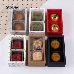 StoBag 10 pièces Type de tiroir Semi Transparent givré jaune gâteau boîte sèche Nougat boîte d'emballage à la main cadeaux de fête d'anniversaire de mariage H1231