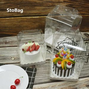 Stobag 10 stks Handvat Transparante Hoogte Dozen voor Cake Decoration Gift Food Packion Wedding Birthday Supplies Baby Show 210602