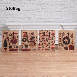 Stobag 10 stks Kraft Handvat Papierzakken Handgemaakte Snoep Chocolade Biscuit Pakket Kerst Event Party Tote Tas Jaar Gift 210602