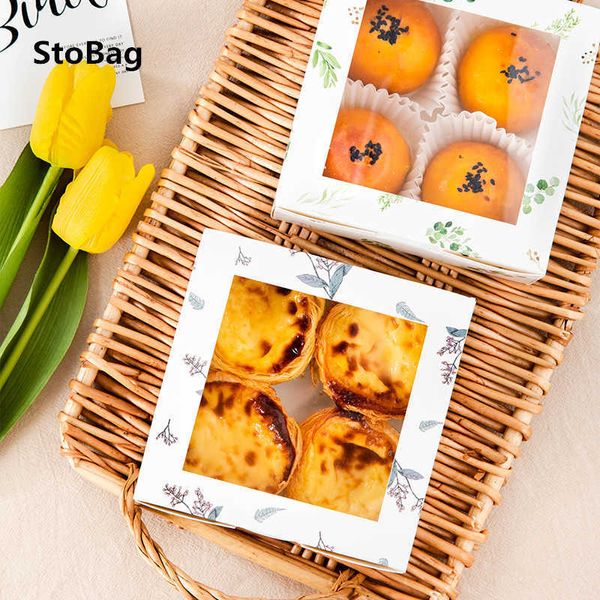 Stobag 10pcs avec fenêtre boîte de papier de mariage bricolage cadeau cadeau biscuits cuisson paquet fournitures boîtes à gâteaux et emballage pâtisserie 210602