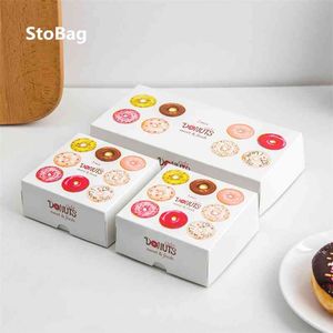 Stobag 20 stks Donut Papier Box Bakken Verpakking Dozen voor Baby Shower Christmas Gift Boxes Verjaardagsfeestje Huwelijksbenodigdheden Gunsten 210724
