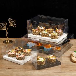 Stobag 5 stcs/lot 2/4/6/12 holtes transparante cupcake packaigng doos bakkerij huis handgemaakte dessert gunsten verjaardagsfeestje bruiloft