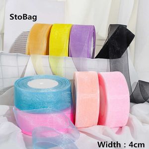 Stobag breedte 4 cm transparante chiffon organza linten baby shower diy handgemaakte ambachten bruiloft verjaardagscadeau cake decorating 210602